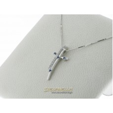 BLISS collana Croce oro bianco diamanti e zaffiri referenza 3322000 